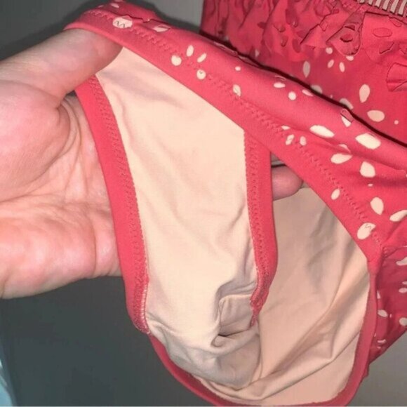 J. Crew Scalloped Ruffle Plunging One-piece Swimsuit Laser-cut Eyelet 4 - Picture 7 of 8